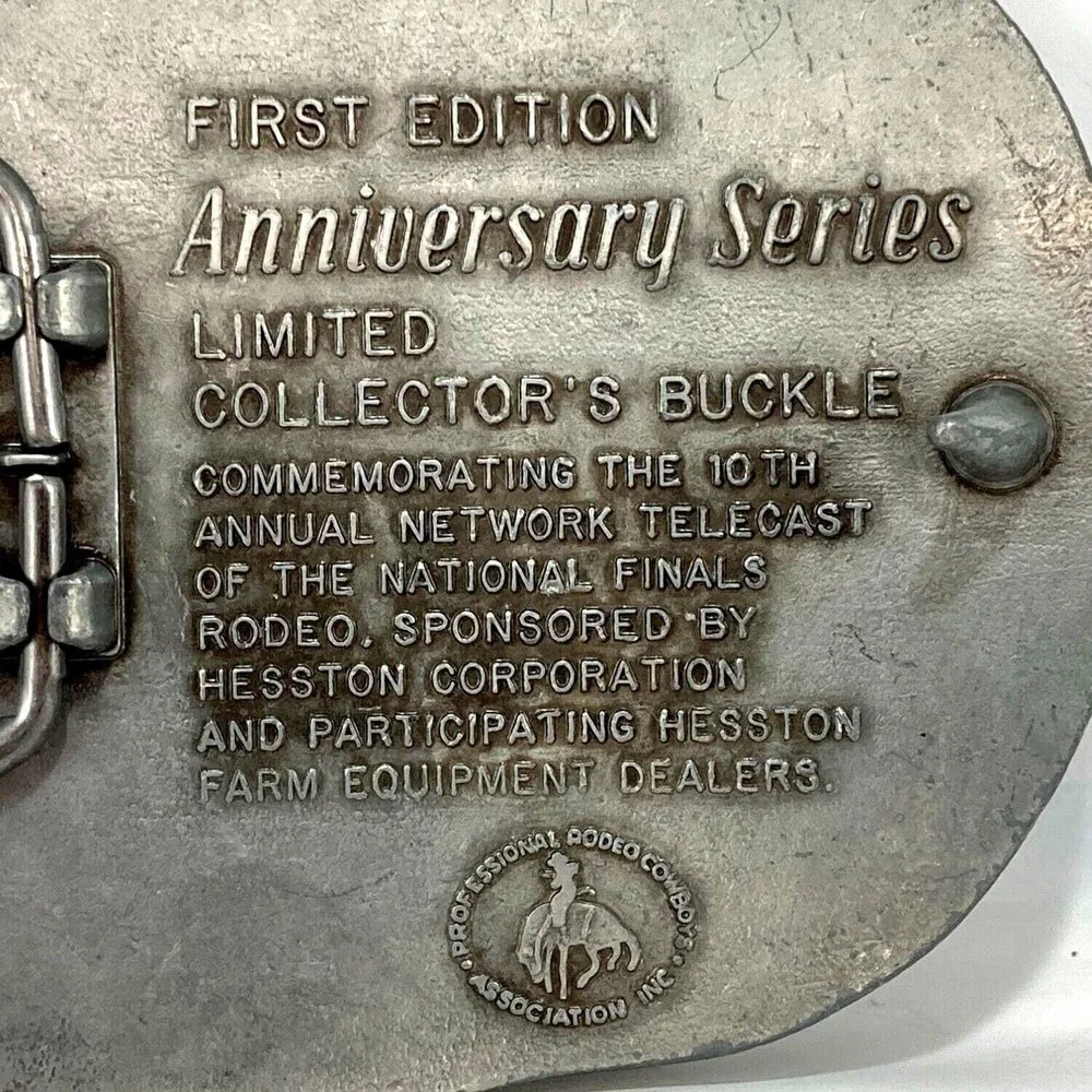 Vintage Belt Buckle 1983 NFR National Finals Rodeo Hesston 25th Anniversary USA‎